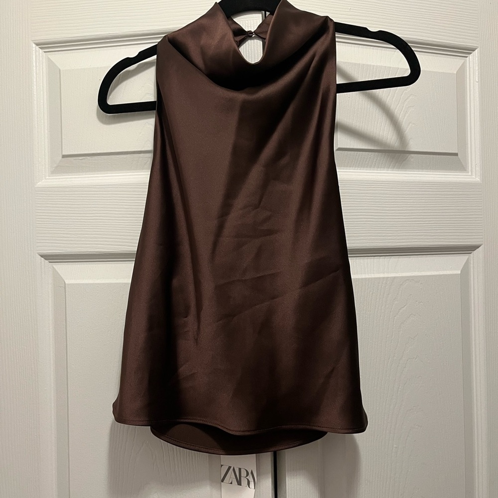 Zara Satin Backless Blouse